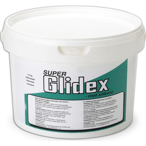 Super Glidex silikonbasert glidemiddel i bøtte, 2,5 kg Backuptype - Beslag