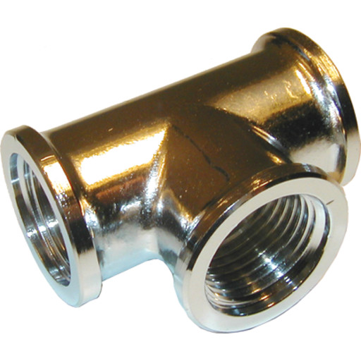 Messing tee, krom, 1/2"