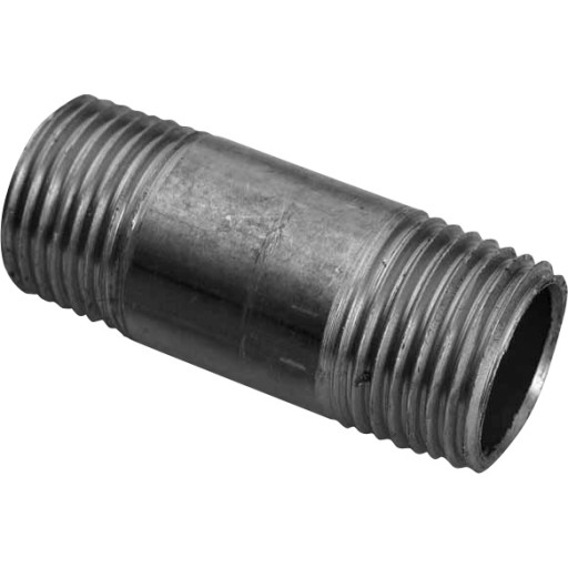 Sort sammenskåret nippelrør 2"