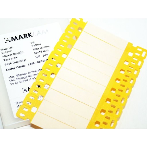 Etikettstang laminat gul, 85 x 15 mm, stor