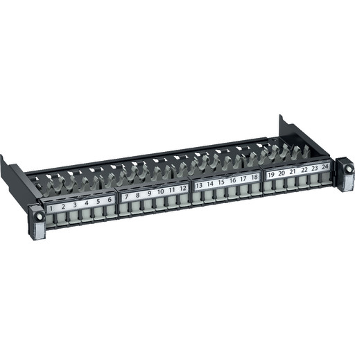 Lexcom Patchpanel udtræksbar 19" Advanceret 1HE, 24 porte for Actassi ® konnektor, koksgrå