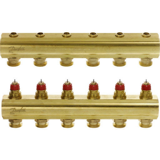 Danfoss 1" gulvvarme fordelerør, 6 kredse