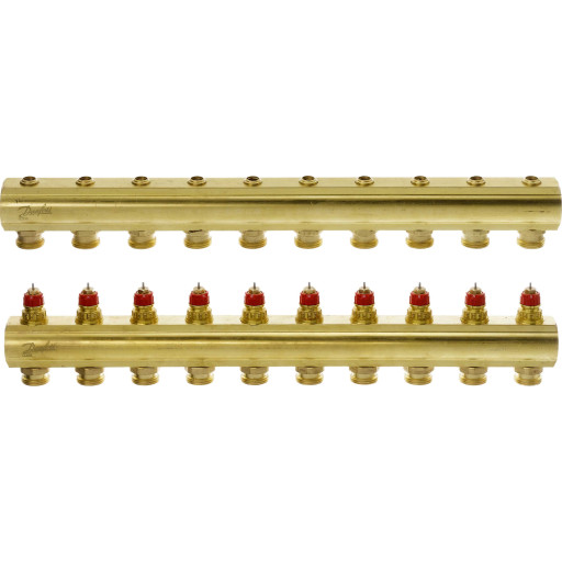 Danfoss 1" gulvvarme fordelerør, 10 kredse