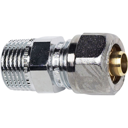 TA Komp. Overgang med nippel 3/8'' x 15x2,5 mm. Med støttebøsning til pex. Type TA 603