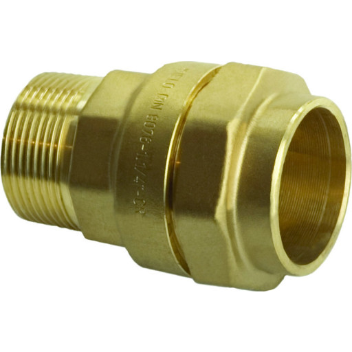 Isiflo 50 mm x 1.1/4" overgang med nippel, messing, PN16