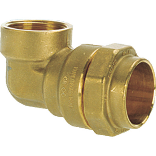 Isiflo 40 mm x 1.1/4" vinkel 90° med muffe, messing, PN16