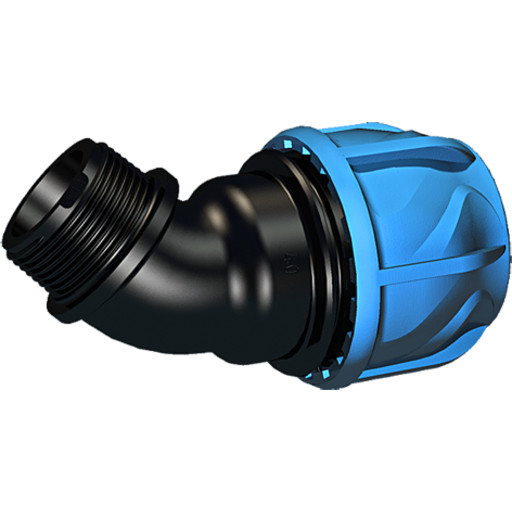 +GF+ iJoint vinkel til PEM rør 45°, nippel, 1" x 32 mm billede