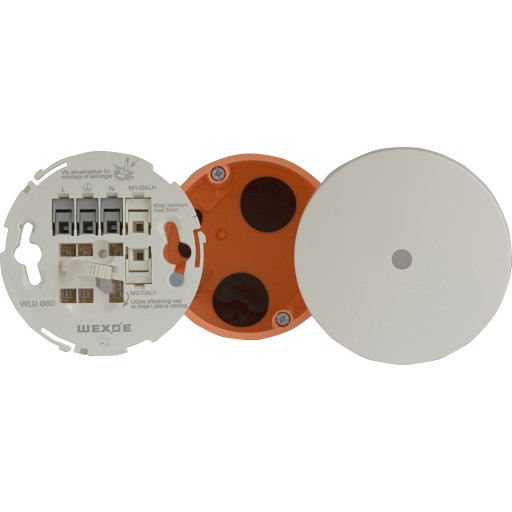 Lampeuttak WLU É80 hvit RAL9010 og lufttett frontboks 9264-22