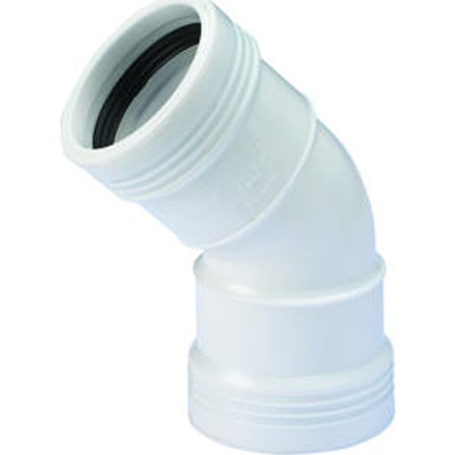 Wavin Wafix afløbsbøjning, 45°, Ø40 mm, plast, hvid