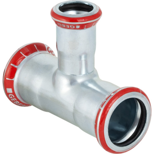 Geberit Mapress forzinket T-stykke reduceret t/varmeanlæg, 42 x 28 x 42 mm billede