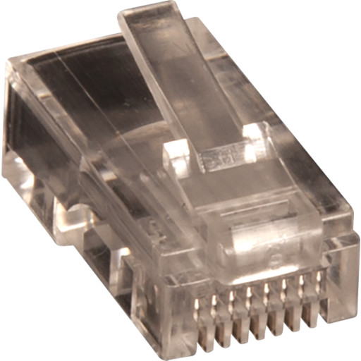 10 stk Modulær plugg RJ45 UTP 8P/8C for stiv leder, rund kabel