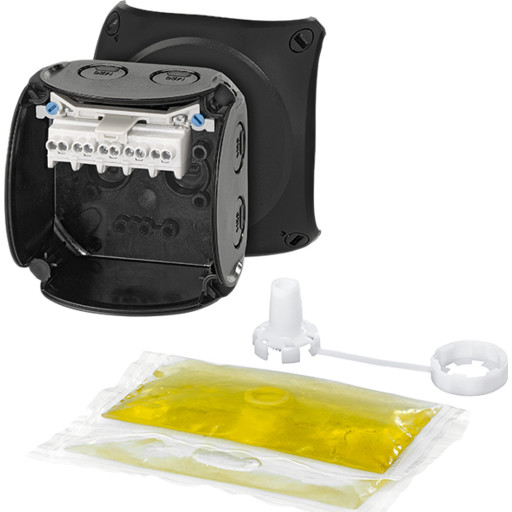 Billede af Forgreningsdåse WP0202B 1,5-2,5 mm² sort med gel 93x93x62 mm