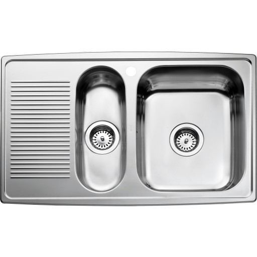 Intra Juvel køkkenvask 815x510x160mm kumme. Bakke til venstre/med strainer. Blank