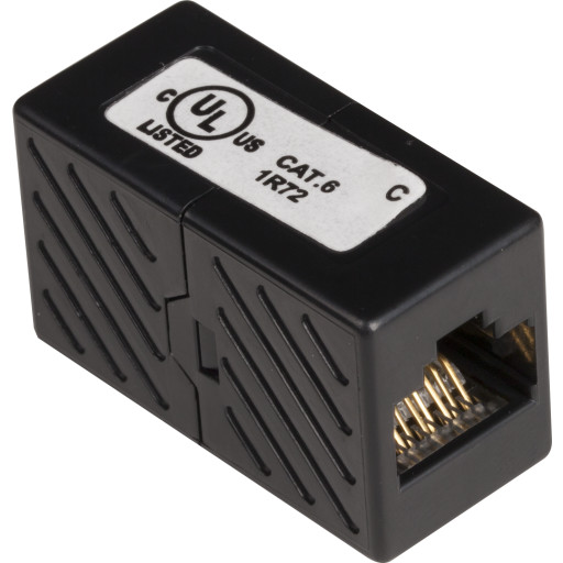 Mellomledd Kat.6 2 x RJ45 jack sort