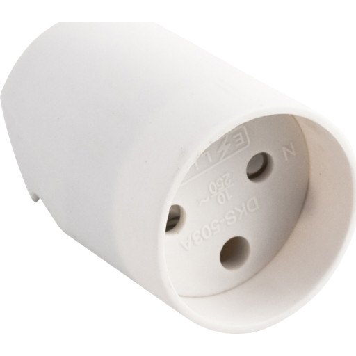 Forlængerled rund med jord. hvid. 230V 16A