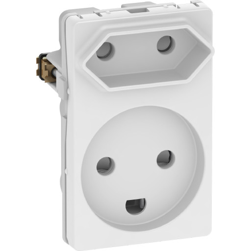 LK FUGA, Stikkontakt med jord og Europlug udtag (maks. 2,5A), 1 modul, hvid - Lauritz Knudsen