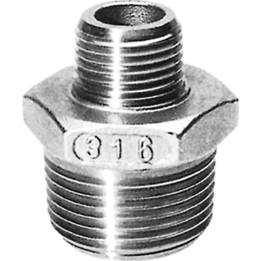 Rustfri brystnippel 3/4" x 1/2"
