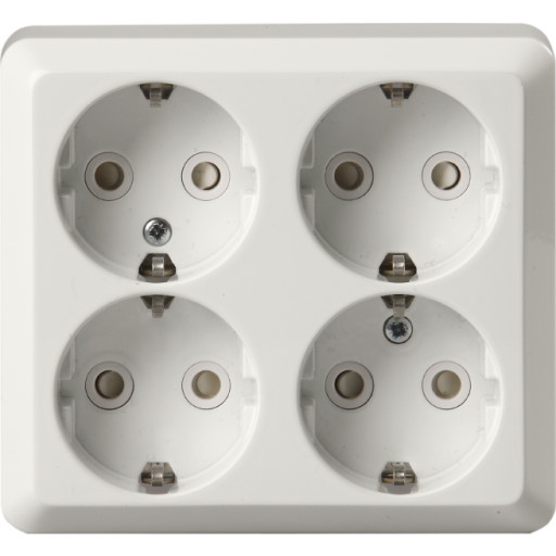 ABB Jussi 4-dobbelt stikkontakt, schuko, hvid billede