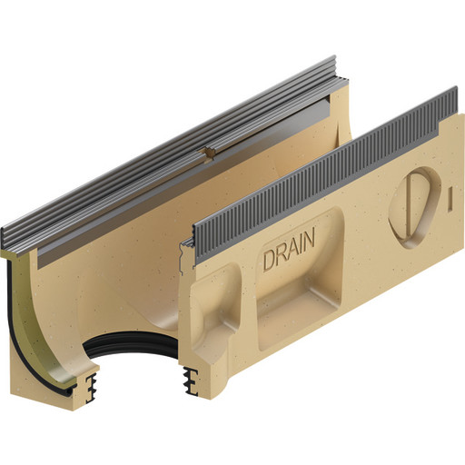 ACO V100S Seal In Afløbsrende type 0.2 m/pakn. 0,5 mtr. Kombielement Med 110mm udløb. Galv. Karm