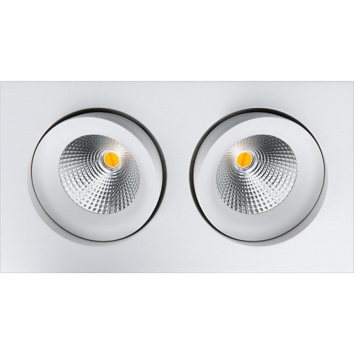 SG Armaturen Junistar Square IsoSafe indbygningsspot DimToWarm 2x7W LED 2000-2800K Ra>95, mat hvid