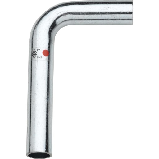 Turbo Steel bøjning 90° nippel/nippel, 22 mm
