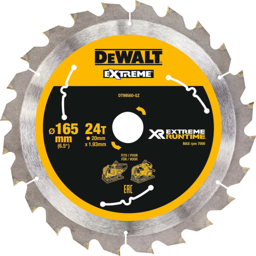 Dewalt Extreme rundsavklinge til akkusave, Ø165/20 mm, 24 td.