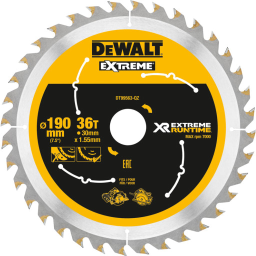 Dewalt Extreme rundsavklinge til akkusave, Ø190/30 mm, 36 td.