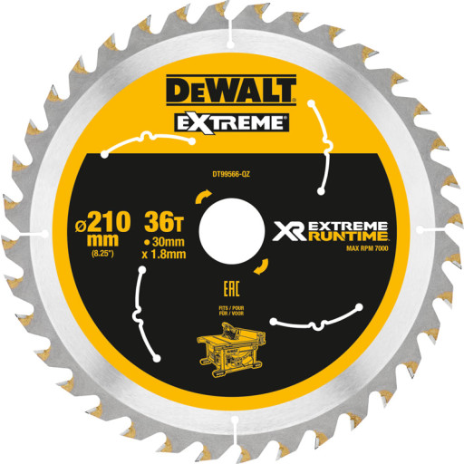 Dewalt Extreme rundsavklinge til akkusave, Ø210/30 mm, 36 td.