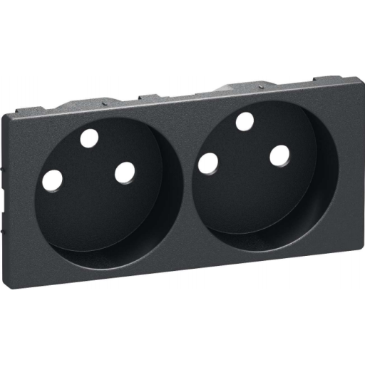 LK Fuga afdækning for stikkontakt med pindjord, 2M, koksgrå billede