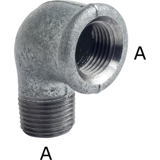Galvaniseret vinkel, muffe/nippel 3" - 90° billede