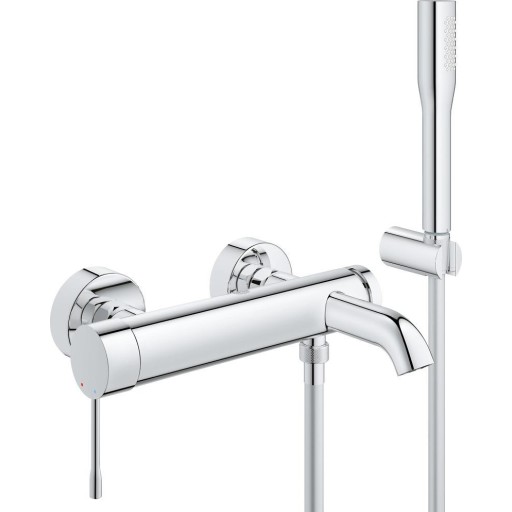 Grohe Essence 1-gres kar- og brusearmatur, vgmonteret, st med hndbruser, krom