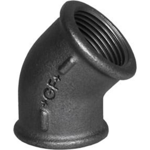 Georg Fischer kort vinkel 45 ° sort 1´´ muffe-muffe