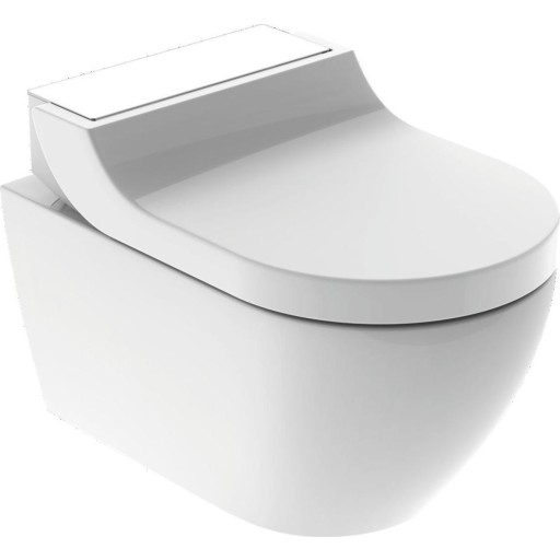 Geberit AquaClean Tuma Comfort dusjtoalett, uten skyllekant, rengjøringsvennlig, hvitt glass/hvit Baderom > Toalettet