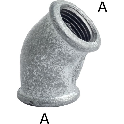 Galvaniseret vinkel, muffe/muffe 3/8" - 45° billede