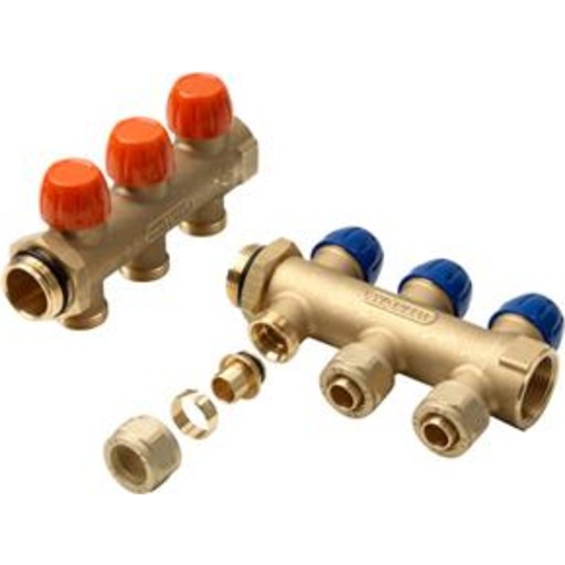Wavin - Manifold 3 + 3 afgange, uden flowmeter p fremlb, til 20 x 2,0 mm pex-rr