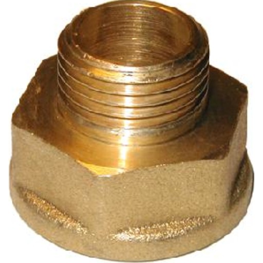 Messing spidsmuffe, 3/4" x 1/2" billede