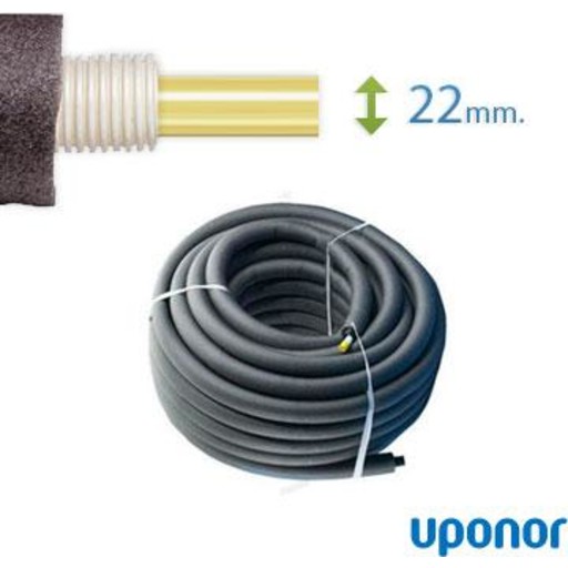 50 meter Uponor universal pex rør-i-rør med isolering til vann og varme, 22 mm Tekniske installasjoner > Rør &amp; rørdeler