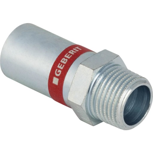 Geberit Mapress forzinket overgang med nippel til varmeanlæg 22 mm x 1/2" billede