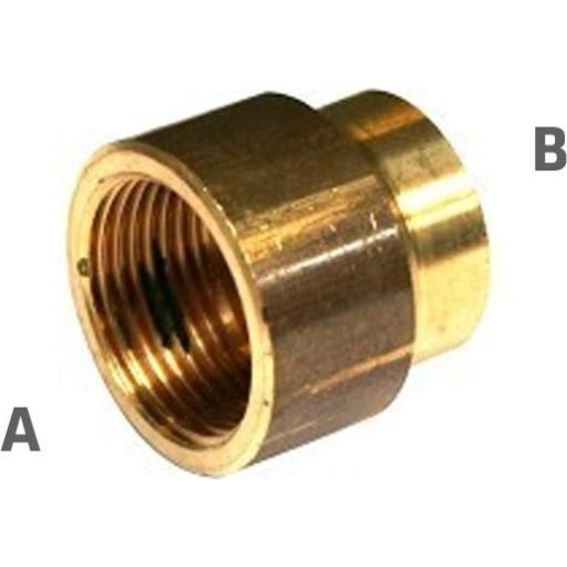 Messing reduktionsmuffe, 1" x 1/2" billede