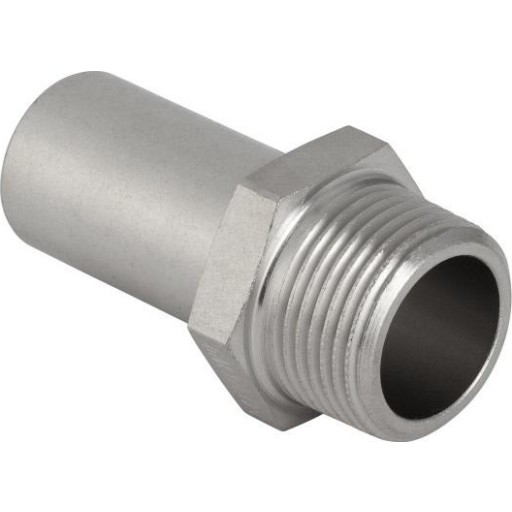 Geberit Mapress rustfri overgang m/nippel t/brugsvand 28 mm x 1" billede