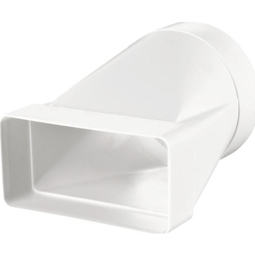 Fladkanal Overgang 55 x 110 mm til É100 mm, hvid