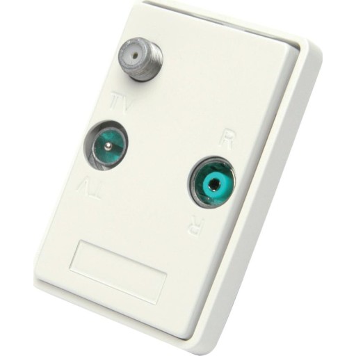 DKT Freja Antennetudtag (MM4-65D) til Fuga, TV, Radio og Data slutdåse, 1½ modul, Hvid billede