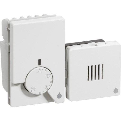 LK FUGA - Hygrostat med seperat fugtsensor, 230Vac / 50Hz, 1 modul (fleren er 1 modul), hvid
