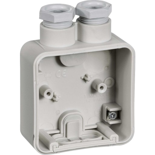 OPUS 74, Underlag med 2 stk. M20 forskruninger (for 6 til 14 mm kabel), 1 modul, lysegr - Lauritz Knudsen