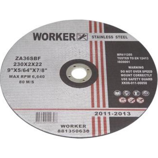 Worker Skæreskive Inox Ø230mm tykkelse 2,0mm - til rustfri stål