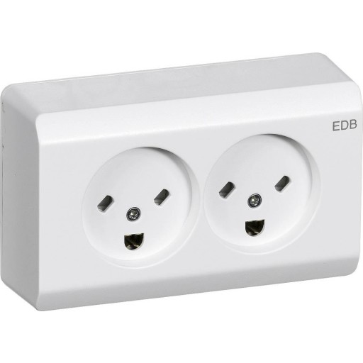 LK Opus 66 Dobbelt udvendig EDB stikkontakt med jord, 2 modul, Hvid billede