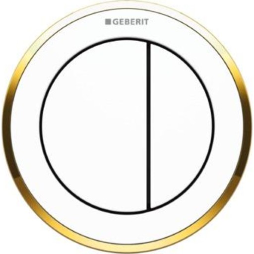 Geberit tryk Omega10 til dobbelt tryk, pneumatisk, betjening på møbel. Hvid/guld/hvid