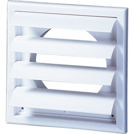 Lamelventil 188x188 mm Ø123 mm, hvid, type 71.5