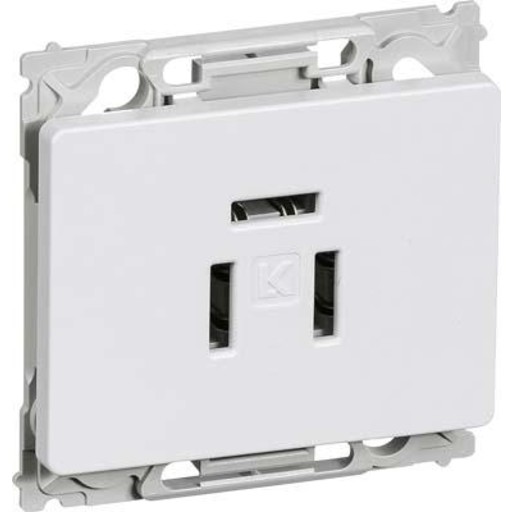 OPUS 66, Telefonudtag med DK 3-pol konnektor, 1 modul, hvid - Lauritz Knudsen