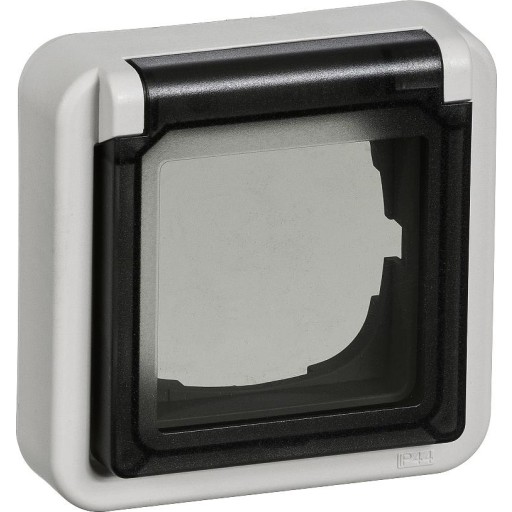 LK Opus 74 Adapterdæksel med klaplåg 1 modul, Lysegrå billede